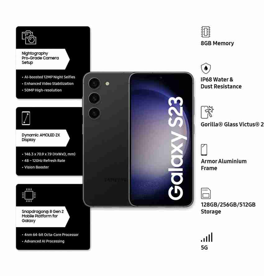 SAMSUNG Galaxy S23 5G (Phantom Black, 256 GB) (8 GB RAM)