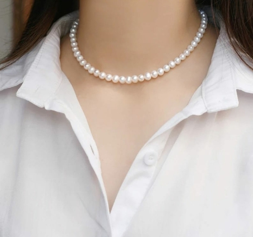 DF STORE Princess White Pearl Necklace Pearl Alloy Necklace Price  