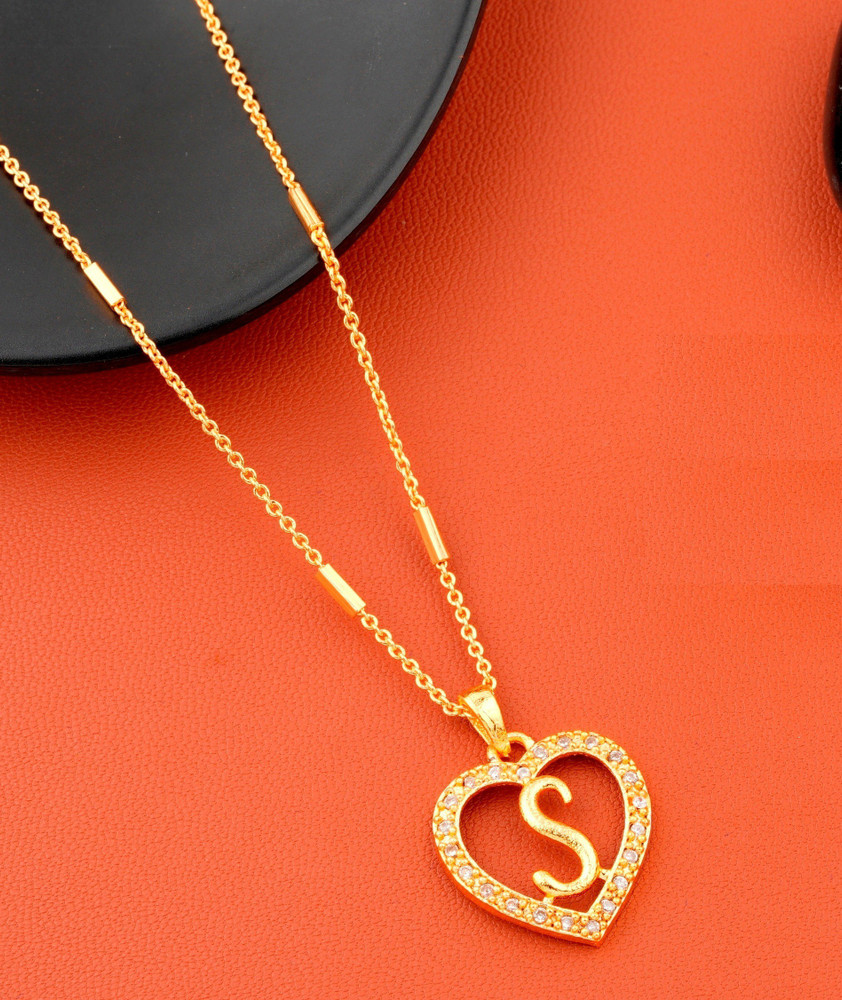 Jewel WORLD S name letter Gold Plated Daily wear Necklace pendant Chain for Girls women Gold plated Plated Alloy Chain
