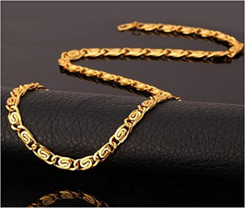Minprice 1 Gram Thin Jalebi Design Gold Plated Chain for Men and Boys Gold plated Plated Alloy Chain Price in India Buy Minprice 1 Gram Thin Jalebi Design Gold Plated Chain for