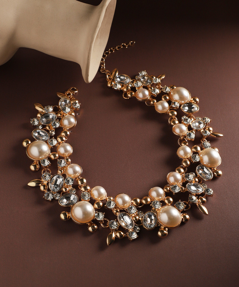 SOHI Women s White Chunky Pearl Necklace Gold plated Plated Alloy Necklace Price in India Buy SOHI Women s White Chunky Pearl Necklace Gold plated Plated Alloy Necklace Online at Best Prices in India