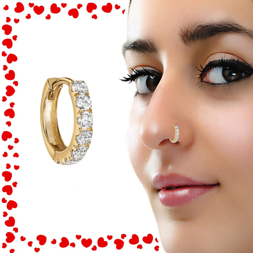 THANU S CRAFT Crystal Gold plated Plated Metal Nose Ring Price in India Buy THANU S CRAFT Crystal Gold plated Plated Metal Nose Ring Online at Best Prices in India Flipkart