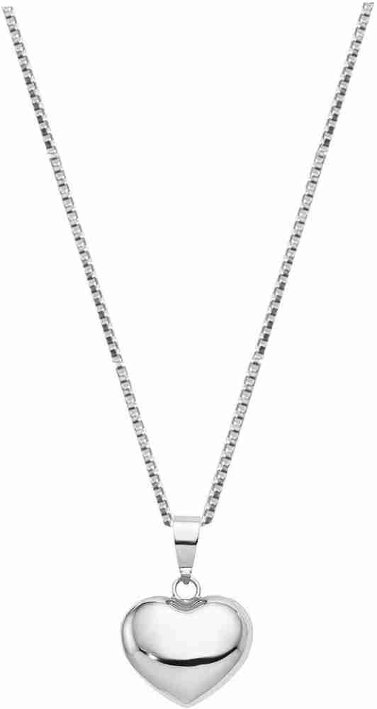 Parnika Cute Silver Heart Pendant cum Chain Necklace (16 Inches 