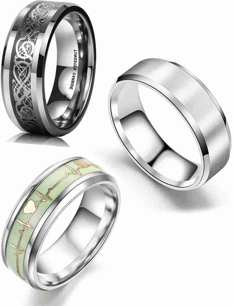 MEENAZ Silver ring for men boys gents girl thumb band stylish daily simple plain design Alloy Steel Metal Tungsten Sterling Silver Rhodium Titanium Black Silver Plated Ring Price in India Buy