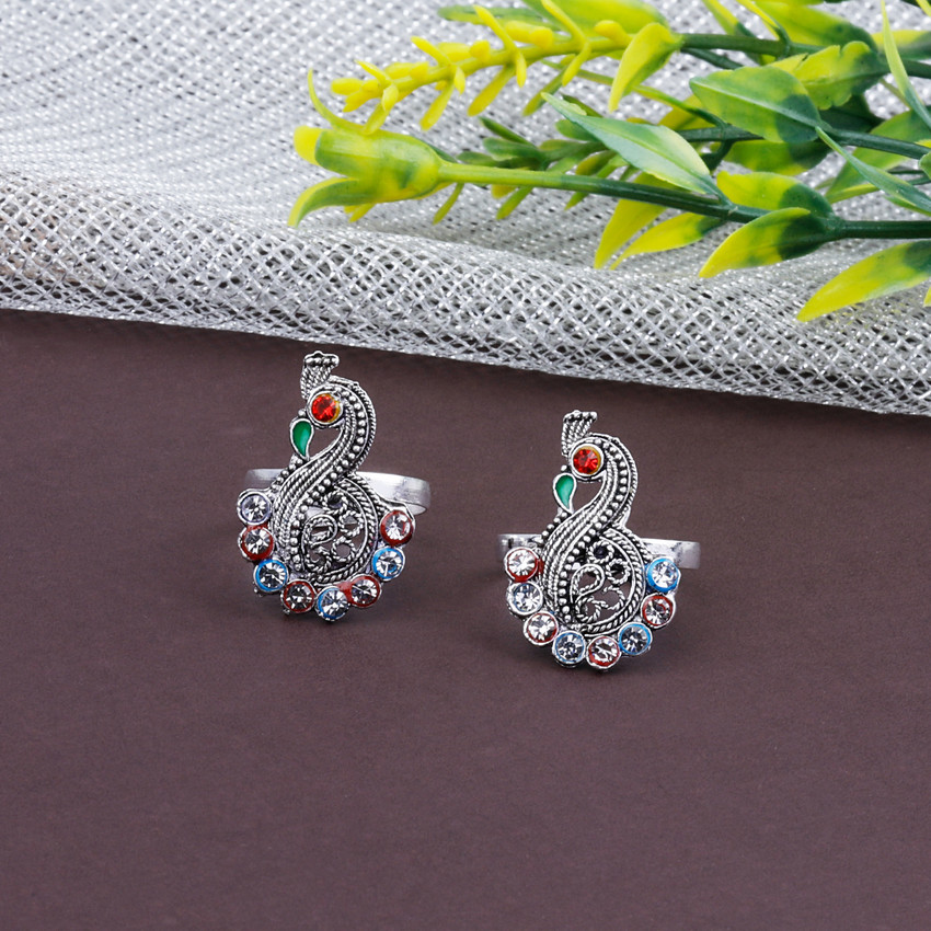 SILVER SHINE Peacock Design Women Traditional Silver Oxidised Toe Rings Set Bichiya for women Alloy Silver Plated Toe Ring Price in India Buy SILVER SHINE Peacock Design Women Traditional Silver Oxidi...