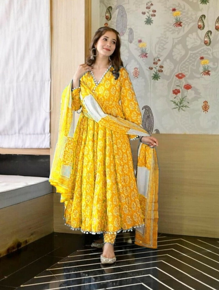 Yellow Long Anarkali Kurti Flipkart Women's Solid Mustard Yellow