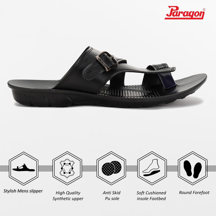 Paragon Chappal Black Paragon PUK2231G Stylish Slippers For Men Easy Wear  Slip On