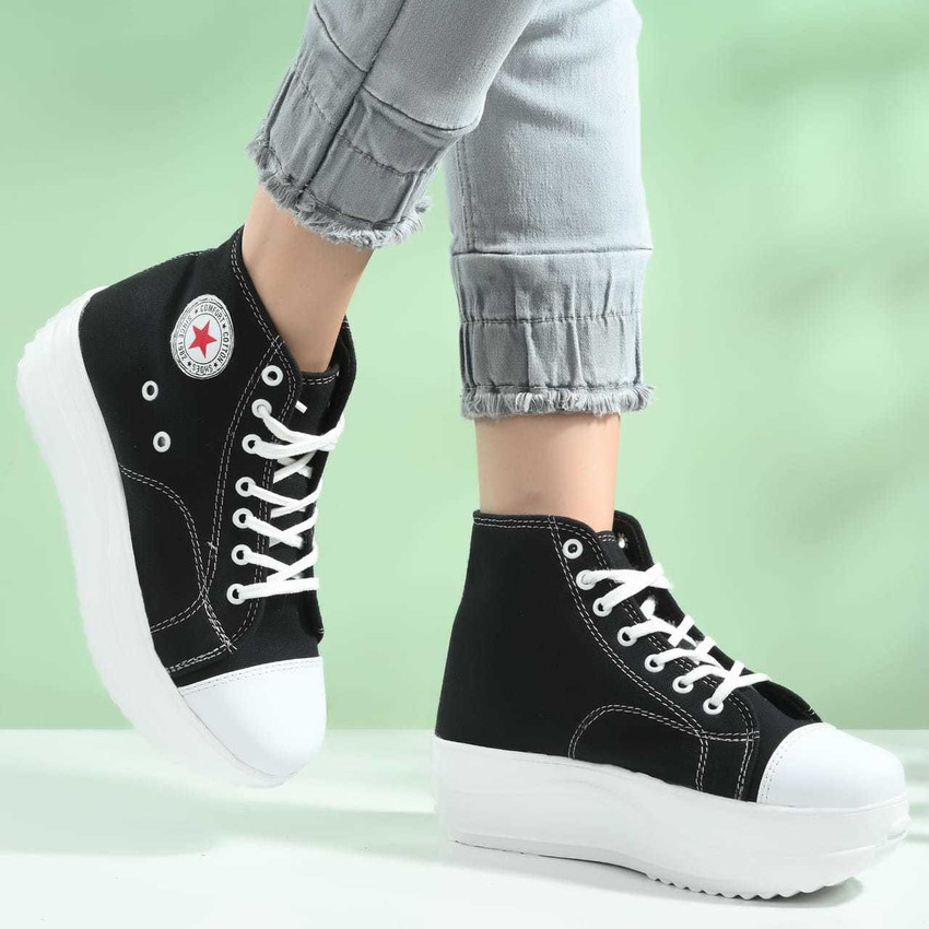 ZF - ALFIYA Stylish Women's sneakers shoes (Black) High Tops For Women -  Buy ZF - ALFIYA Stylish Women's sneakers shoes (Black) High Tops For Women  Online at Best Price - Shop