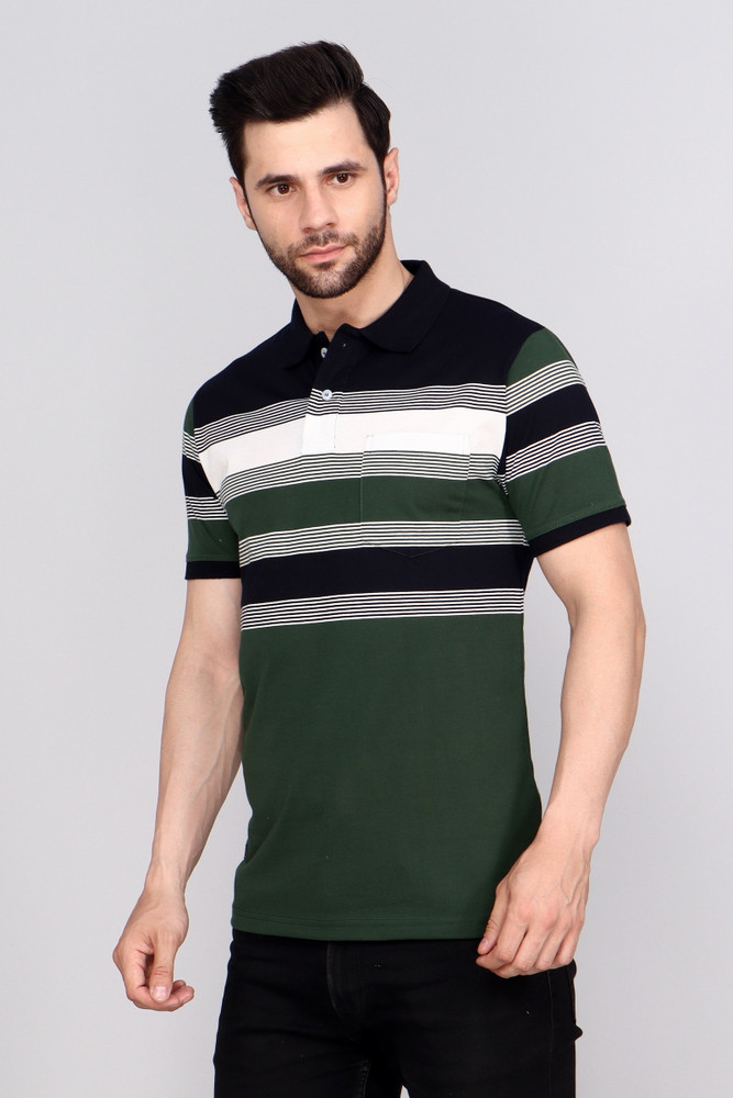 CITEMAN Striped Men Polo Neck Green T-Shirt - Buy CITEMAN Striped Men Polo  Neck Green T-Shirt Online at Best Prices in India | Flipkart.com