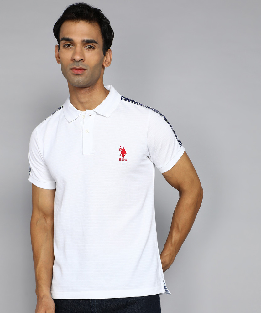 U.S. POLO ASSN. Self Design Men Polo Neck White T-Shirt - Buy U.S. POLO  ASSN. Self Design Men Polo Neck White T-Shirt Online at Best Prices in  India | Flipkart.com