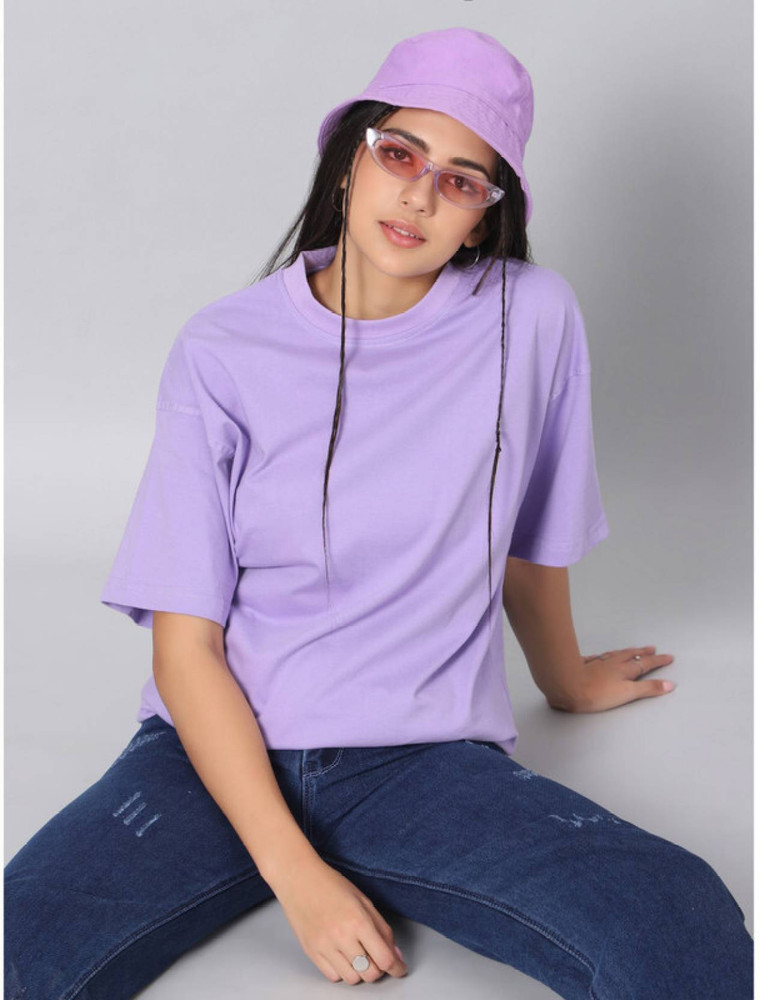 PRINTISTA Solid Women Round Neck Purple T-Shirt - Buy PRINTISTA Solid Women  Round Neck Purple T-Shirt Online at Best Prices in India | Flipkart.com