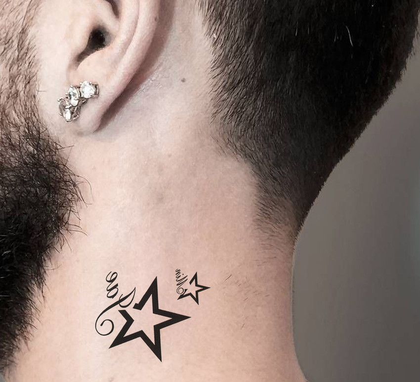 Star Tattoo Designs For Men On Neck Black Shade Tattoos Neck Tattoo
