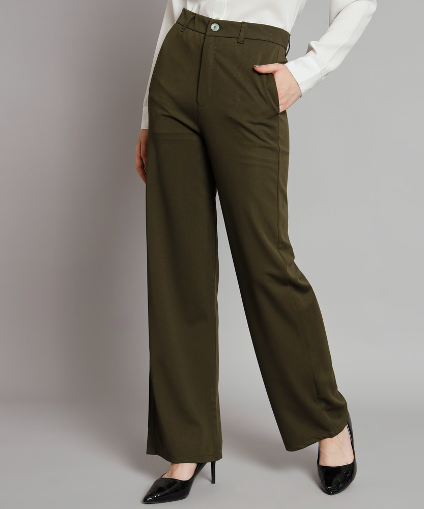 NYSINE Regular Fit Women Dark Green Trousers - Buy NYSINE Regular Fit Women  Dark Green Trousers Online at Best Prices in India | Flipkart.com