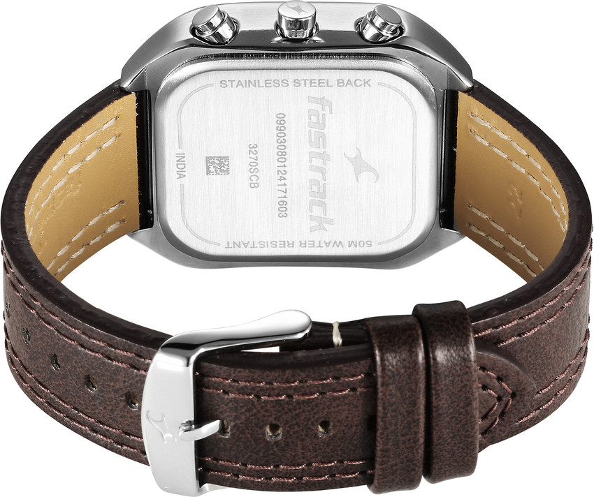 Fastrack Fleek Quartz Multifunction Green Dial Leather Strap Watch 