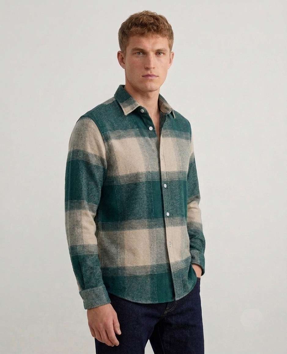 DEEMOON Men Regular Fit Checkered Casual Shirt - Image 9