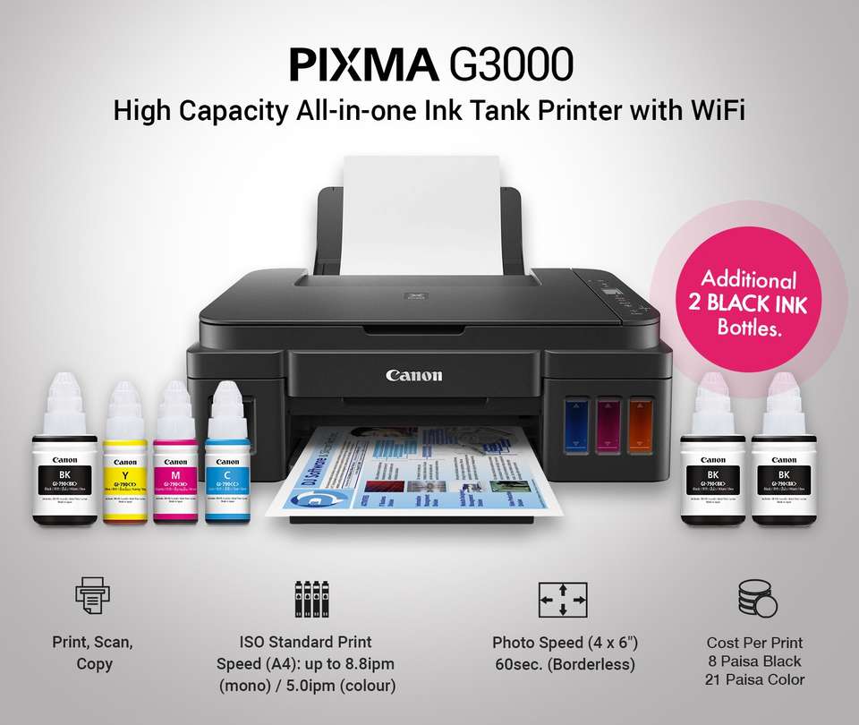 Canon PIXMA G3000 WiFi Color Ink Tank Printer - Image 9