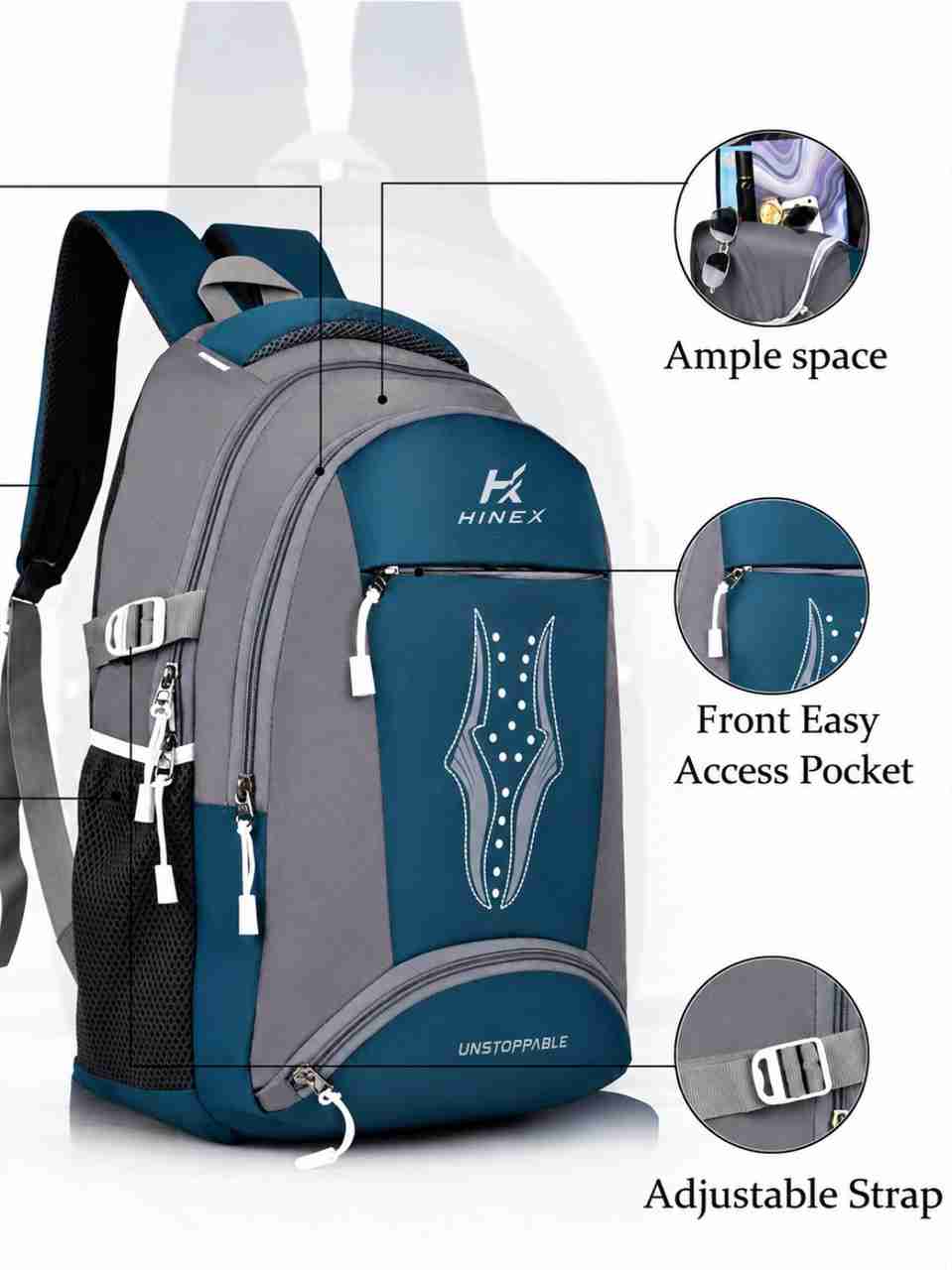 HINEX 35L Blue Laptop Backpack Pack of 35 - Image 6