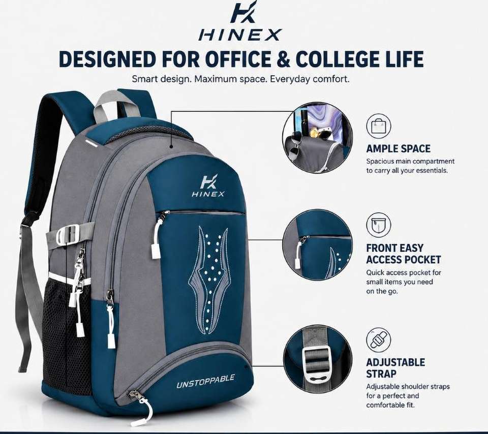 HINEX 35L Blue Laptop Backpack Pack of 35 - Image 7