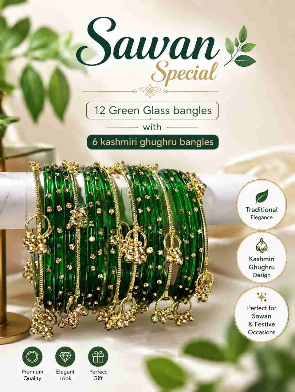 Kashmiri Ghughru Glass Bangle Set - Image 5