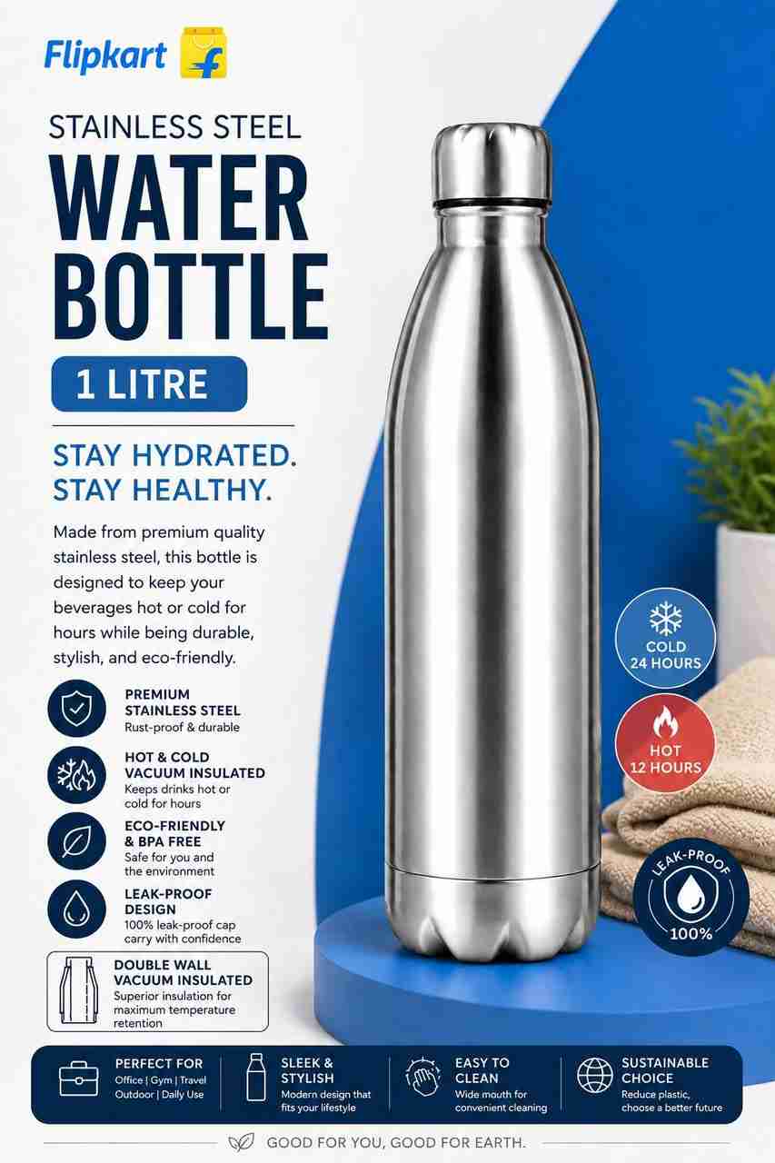 flaskbottles 1 Litre Stainless Steel Vacuum Insulated Water Bottle - Image 9