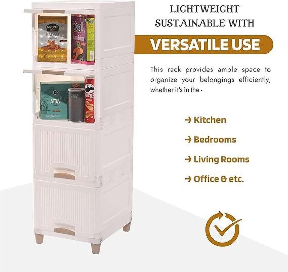 MECHON 4-Tier Foldable Plastic Cupboard - Image 8