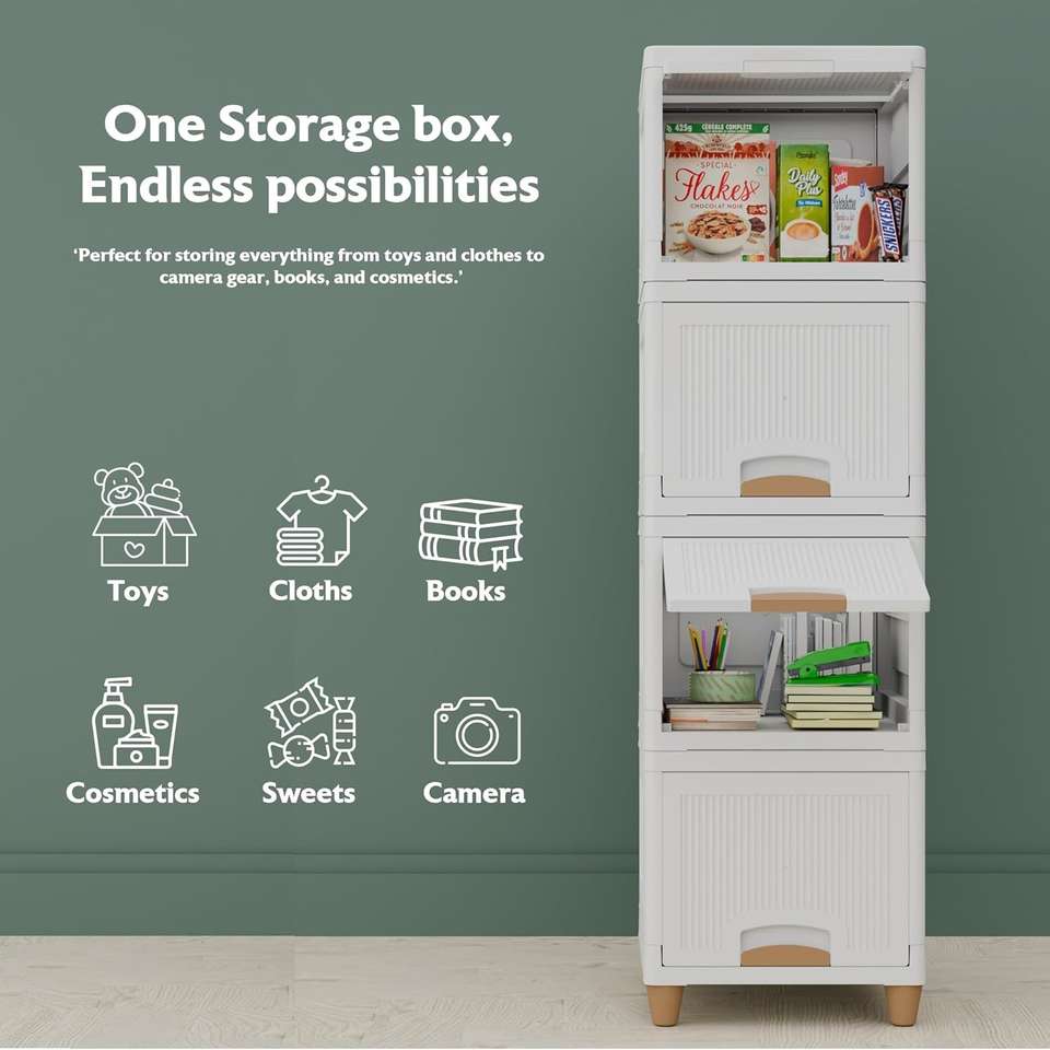 MECHON 4-Tier Foldable Plastic Cupboard - Image 9