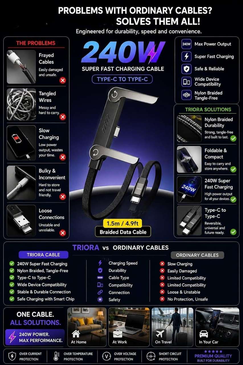 Kapish USB Type C to C 240W Fast Charging Cable - Image 7
