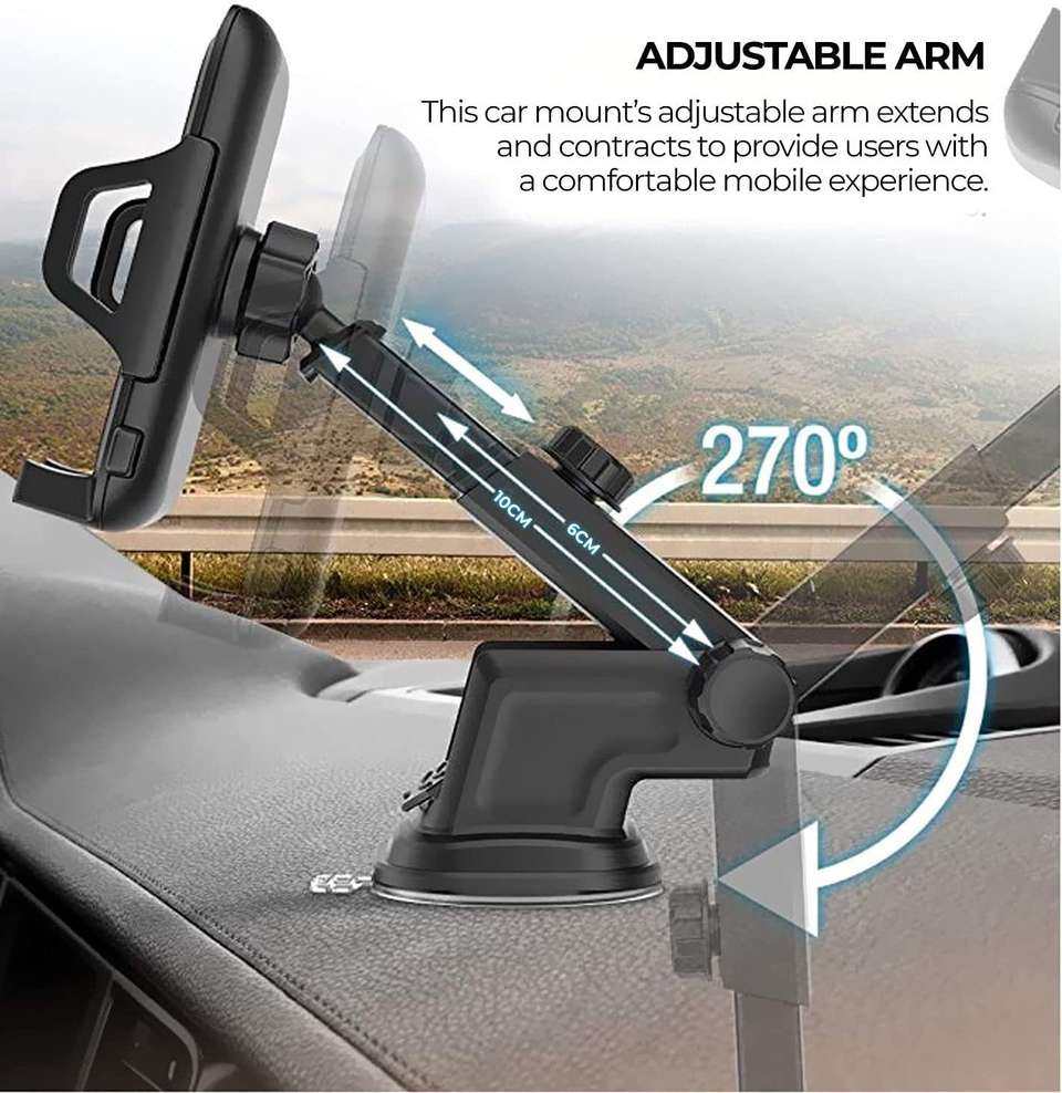 Hold Car Mobile Holder for Windshield, Dashboard (Black) - Image 7