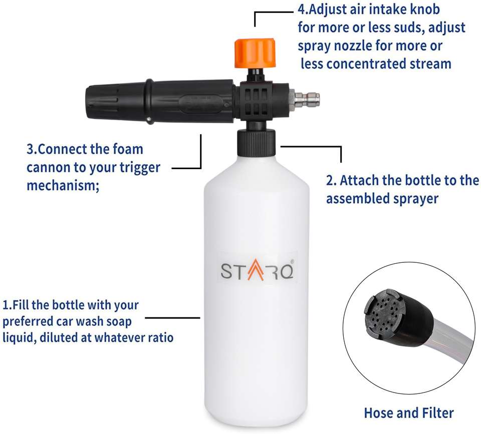 STARQ 1 Ltr Professional Snow Foam Lance/Canon Blaster with 1/4" ...more - Image 6