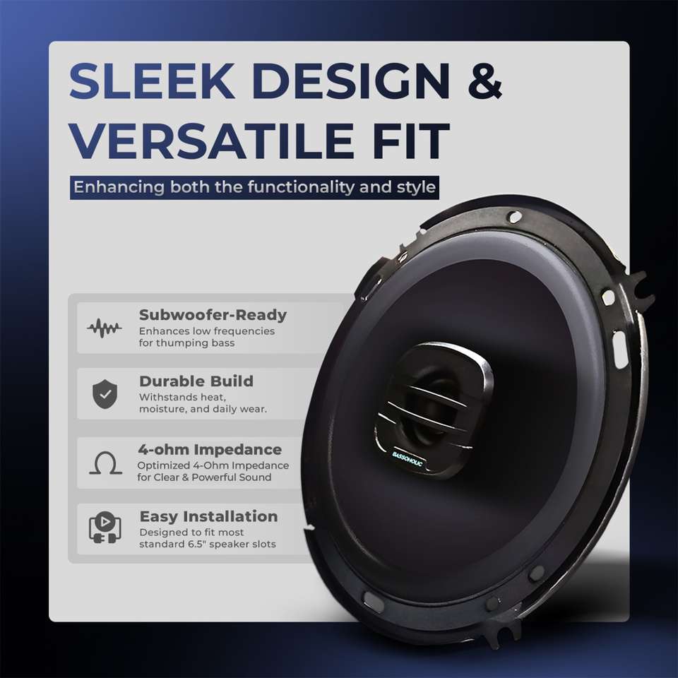 BASSOHOLIC Two Way 6 Inches High Bass Coaxial Car Speaker - Image 7