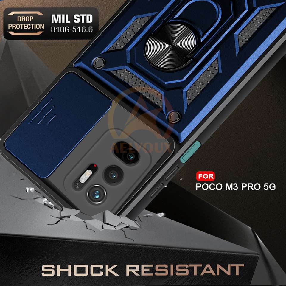 AelVouX Back Cover for Poco M3 Pro 5G Blue Slider - Image 9