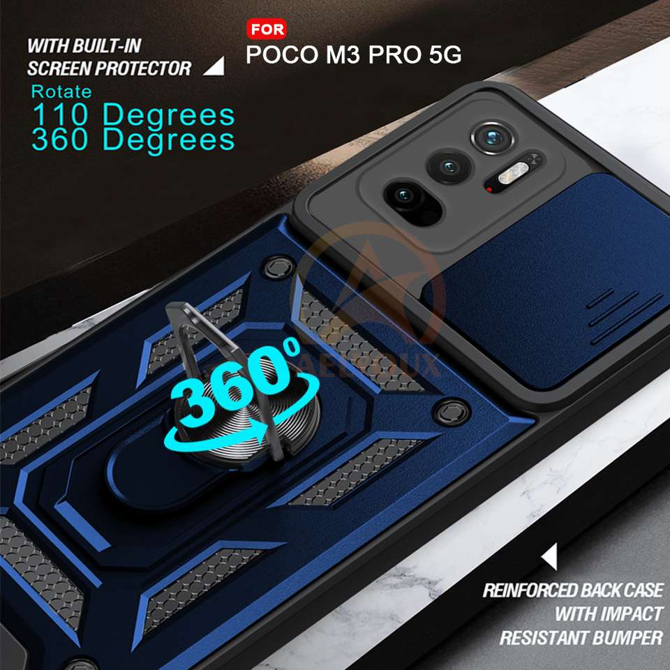 AelVouX Back Cover for Poco M3 Pro 5G Blue Slider - Image 8