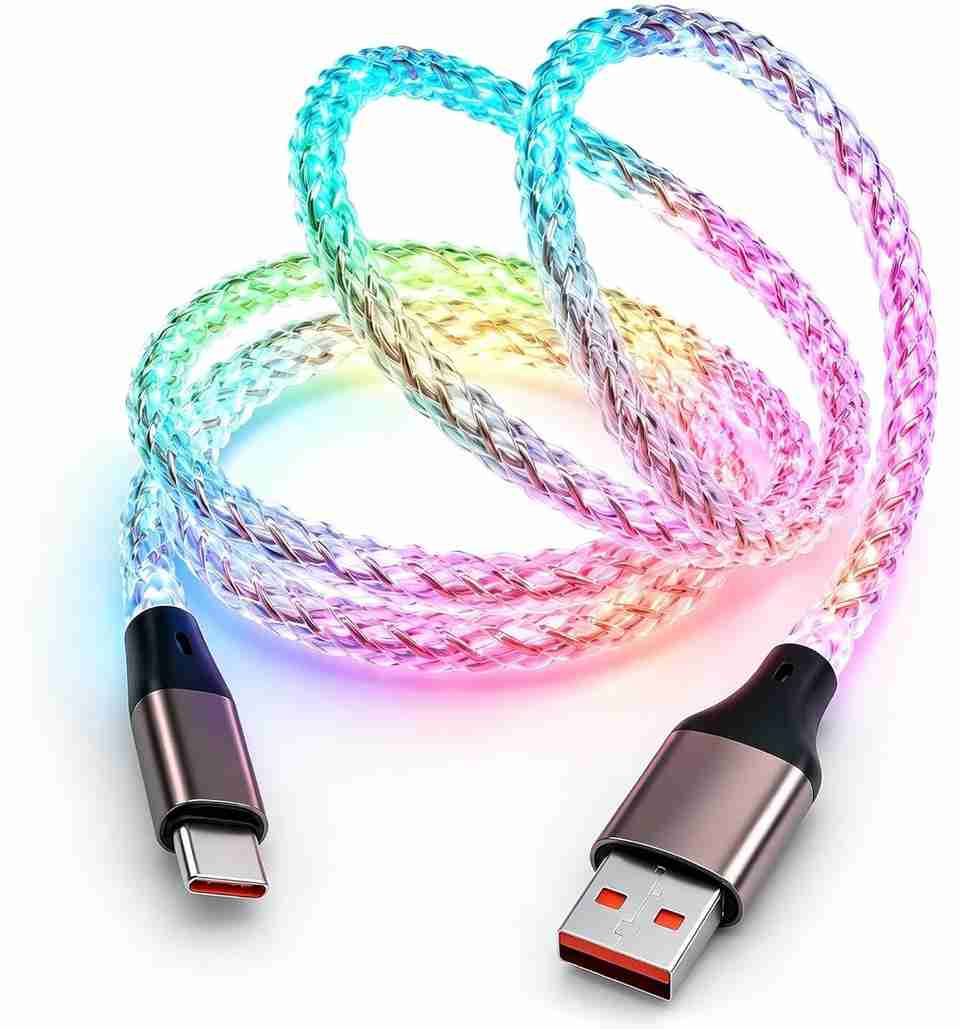 BASS BLING USB Type C Cable 6A 0.9m Aluminum Braided RGB - Image 6