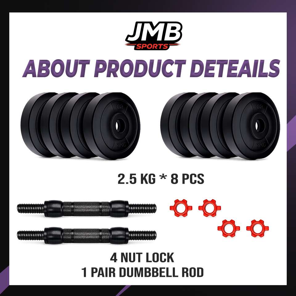 JMB 20kg Combo 2.5kg*8pc Plate With Dumbbell Rods Pack of 2 - Image 6
