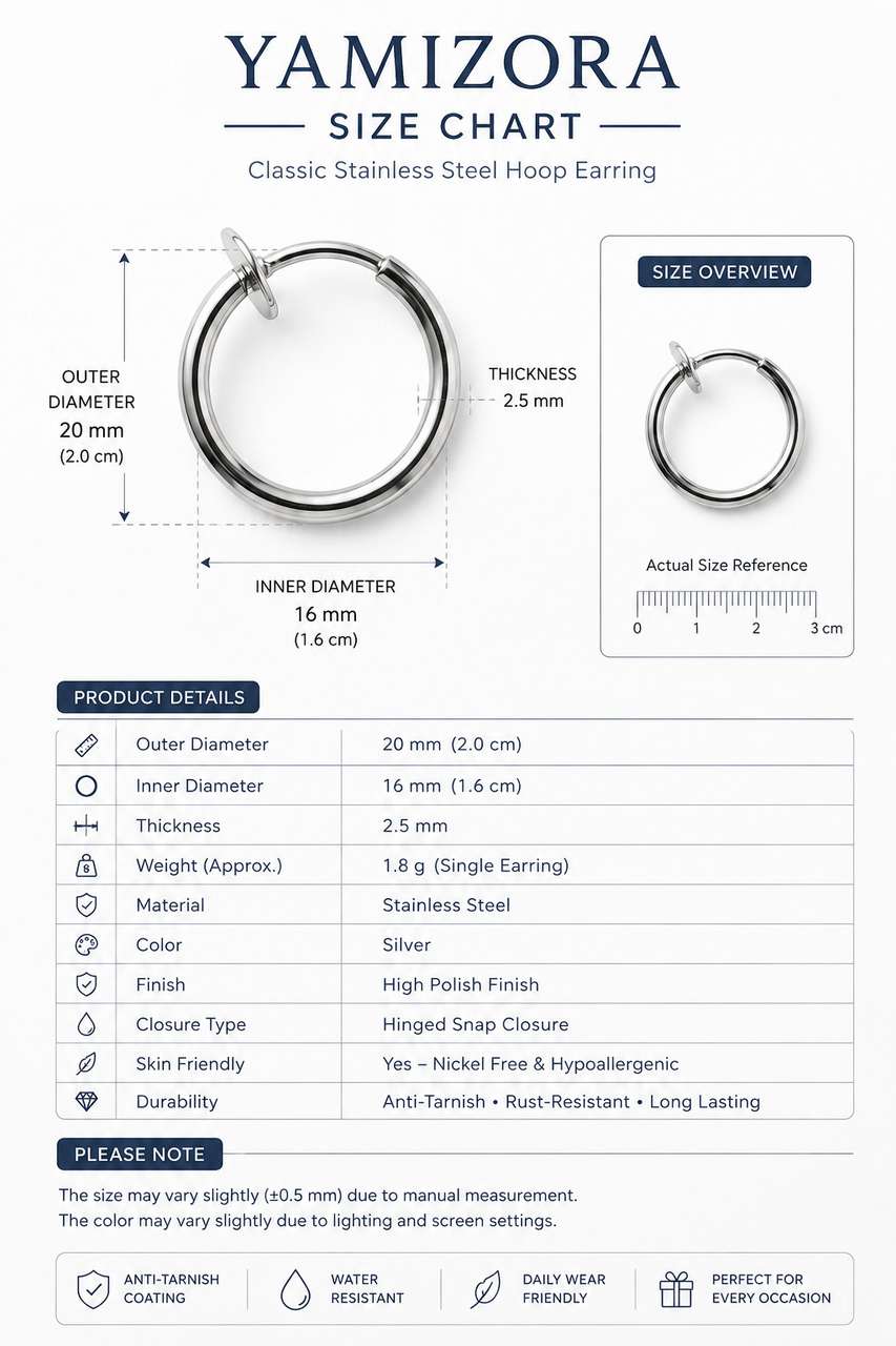 YAMIOZRA Silver Clip-On Hoop Earrings - Image 7