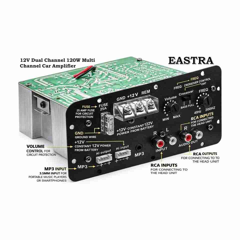 EASTRA 12V 120W Dual Channel Car Amplifier - Image 6
