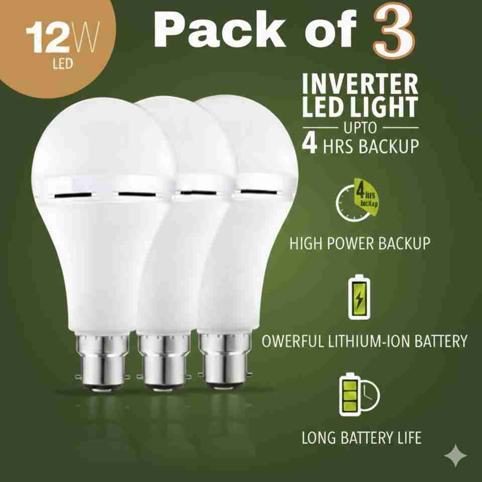 Gold Nation Emergency LED Light 12W Auto ON Power Cut Light – 3 Pieces 4 hrs Bulb Emergency Light Price in India - Image 5