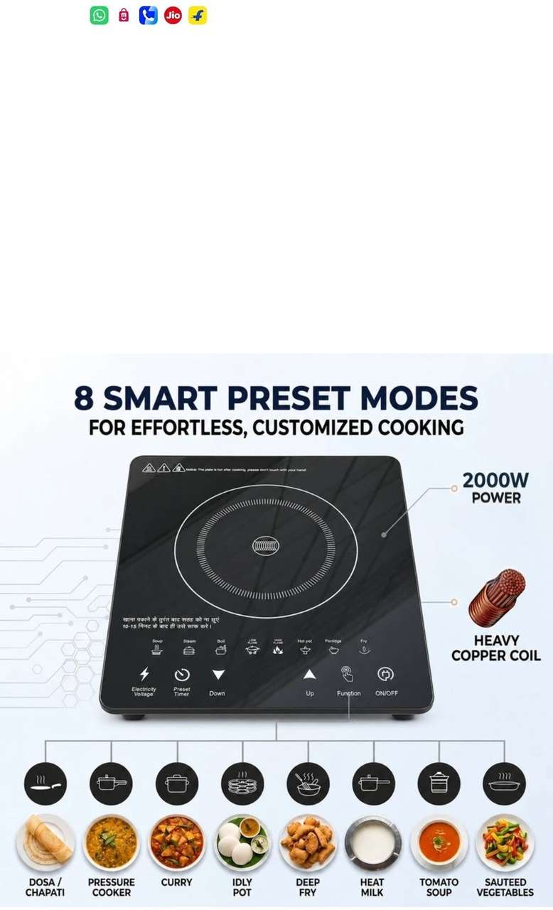 kapoli 1800W Induction Cooktop Black - Image 9