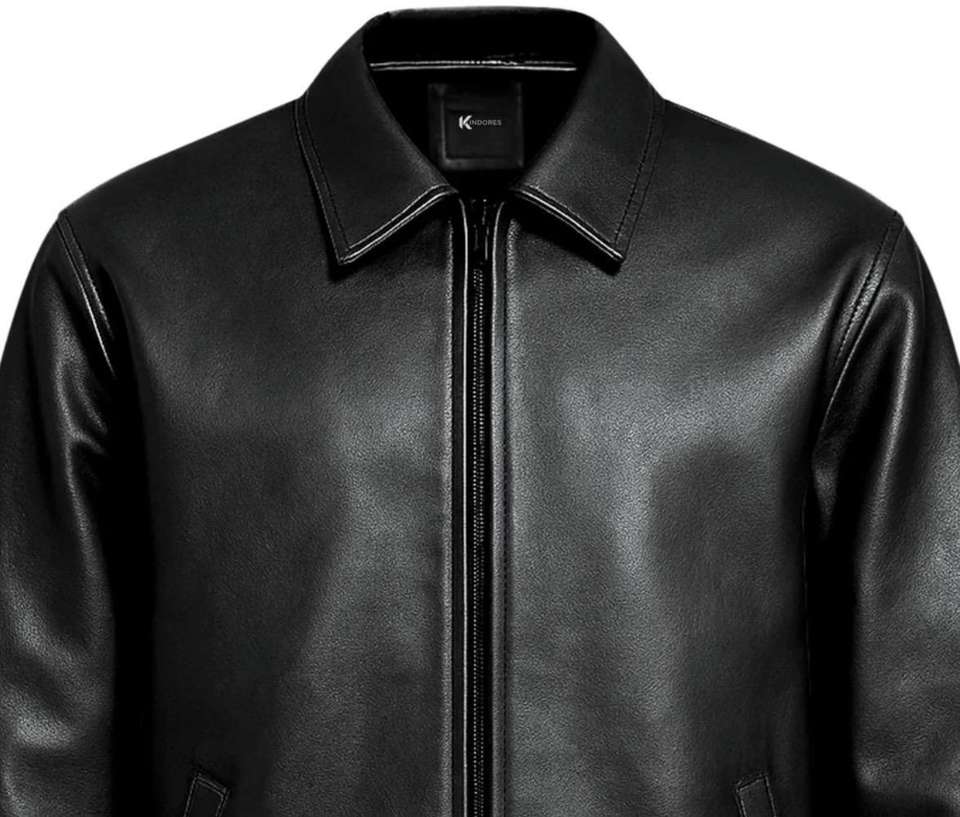 kdsn Men Solid Leather Jacket - Image 8