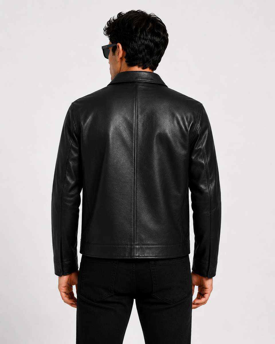 Zaraa Men Solid Leather Jacket - Image 6
