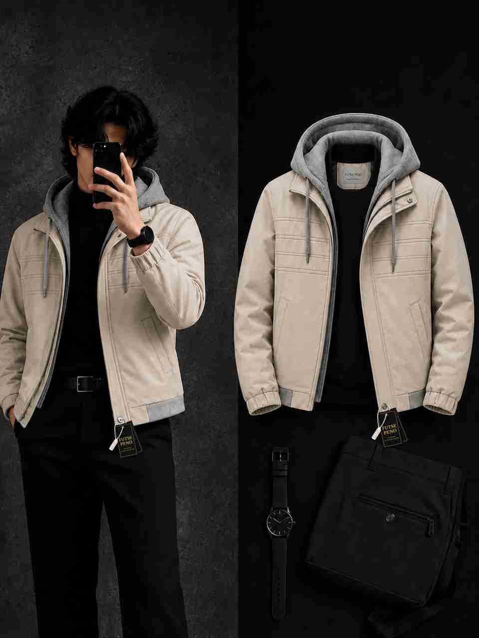 FUTSE PENO Men Solid Casual Jacket - Image 9