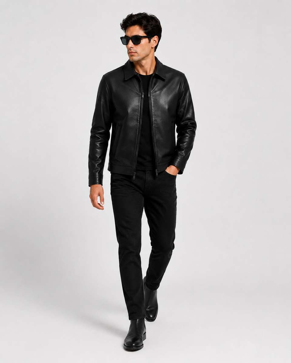 Zaraa Men Solid Leather Jacket - Image 8