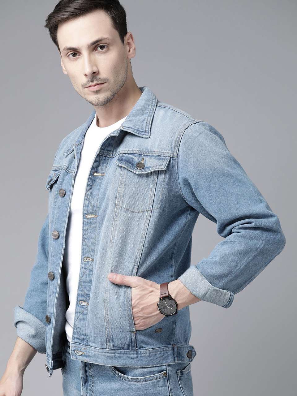 Roadster Men Washed Denim Jacket Blue - Image 8