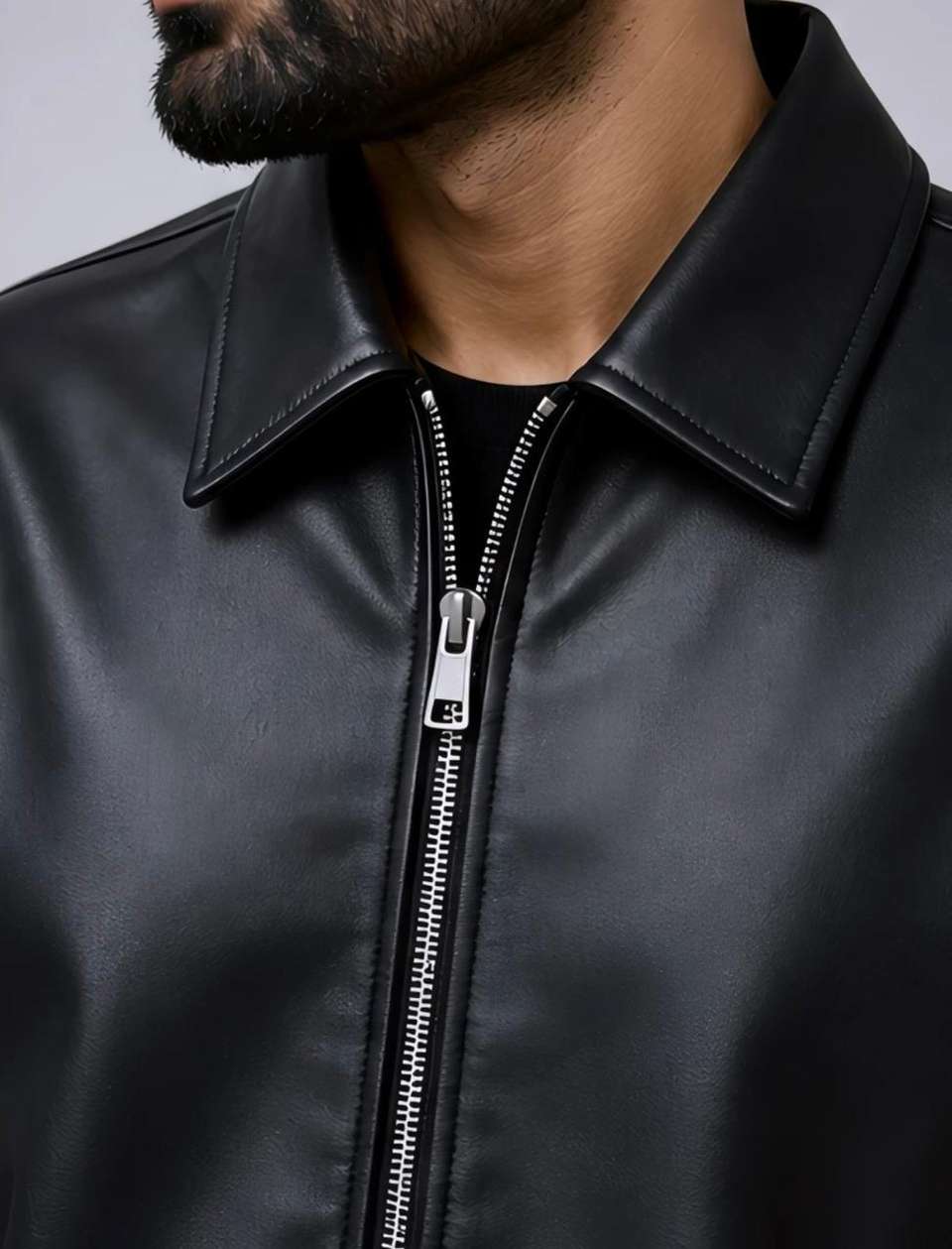 kdsn Men Solid Leather Jacket - Image 7