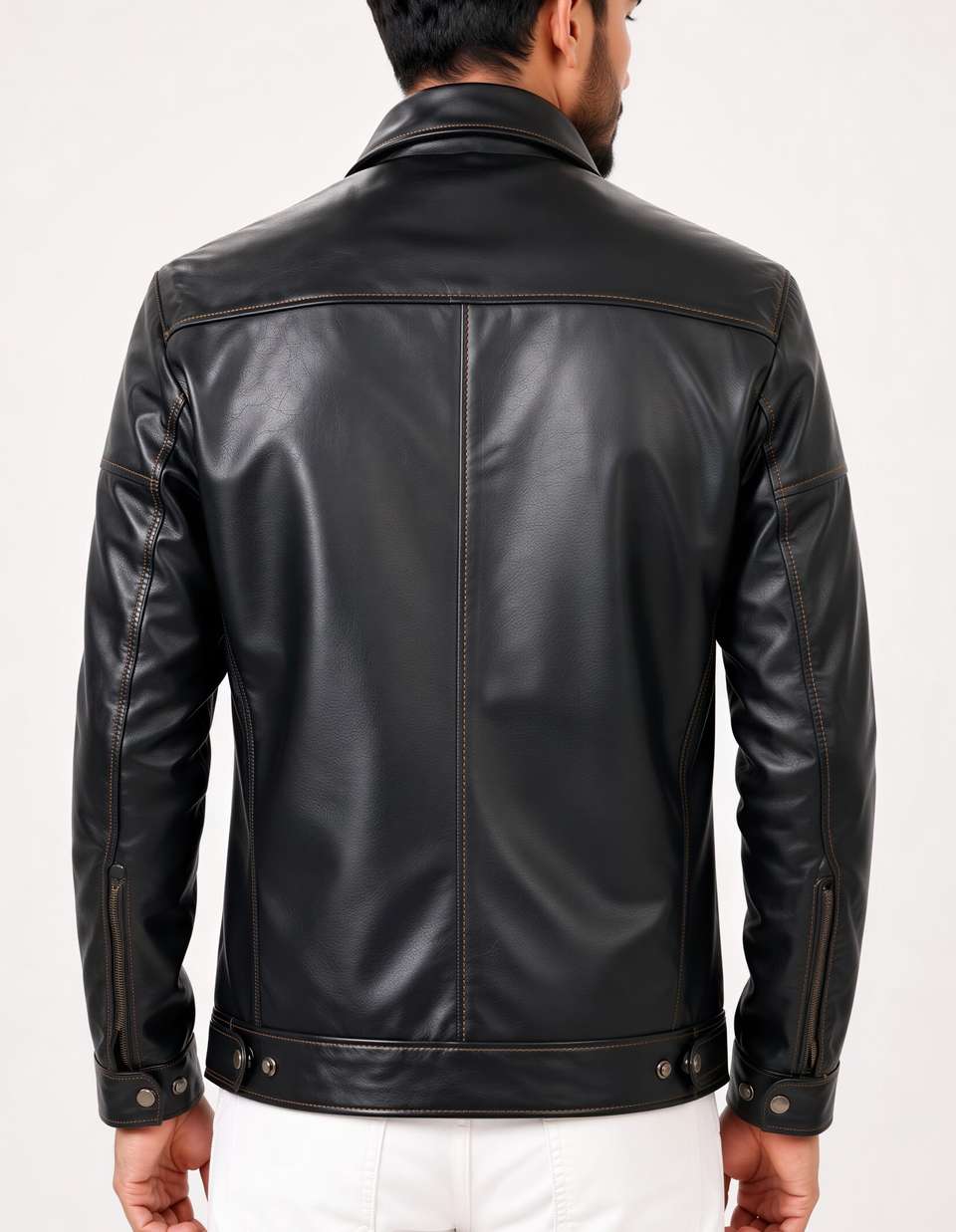 VONSIS Men Solid Casual Leather Jacket - Image 6