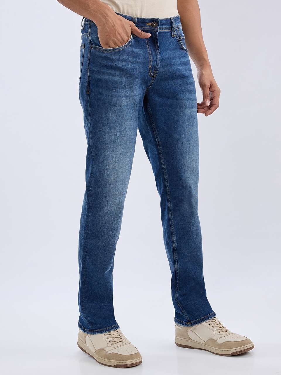 Spykar Men Relaxed Fit Mid Rise Blue Jeans - Image 8