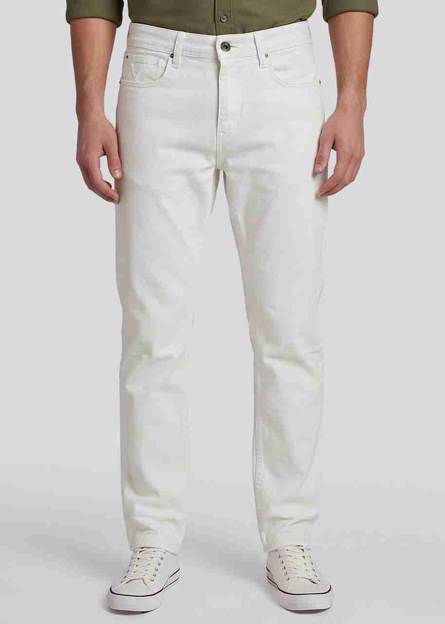 LAWMAN Men Straight Fit Mid Rise White Jeans - Image 7