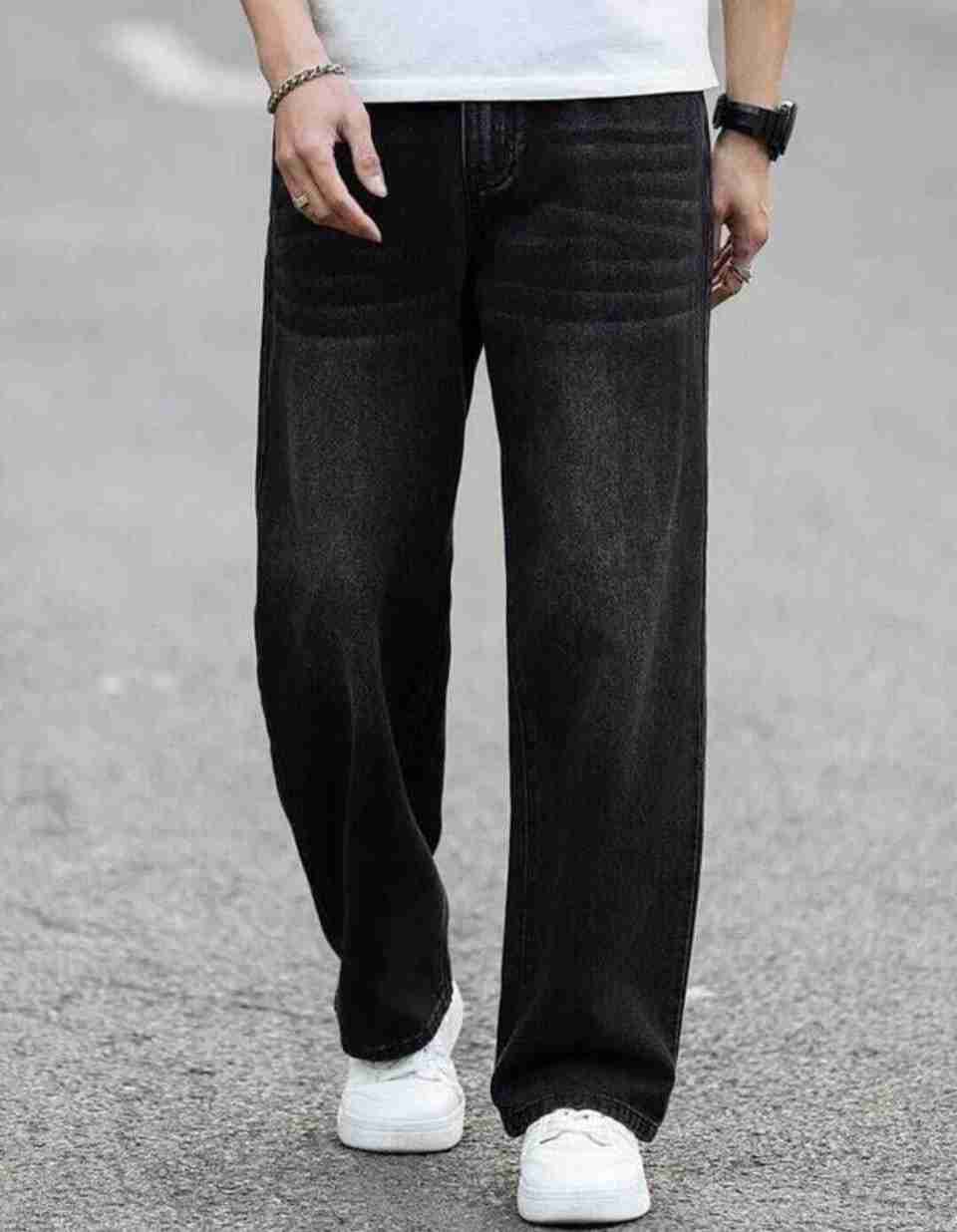 RKDENIM Men Straight Fit Mid Rise Dark Grey Jeans - Image 5