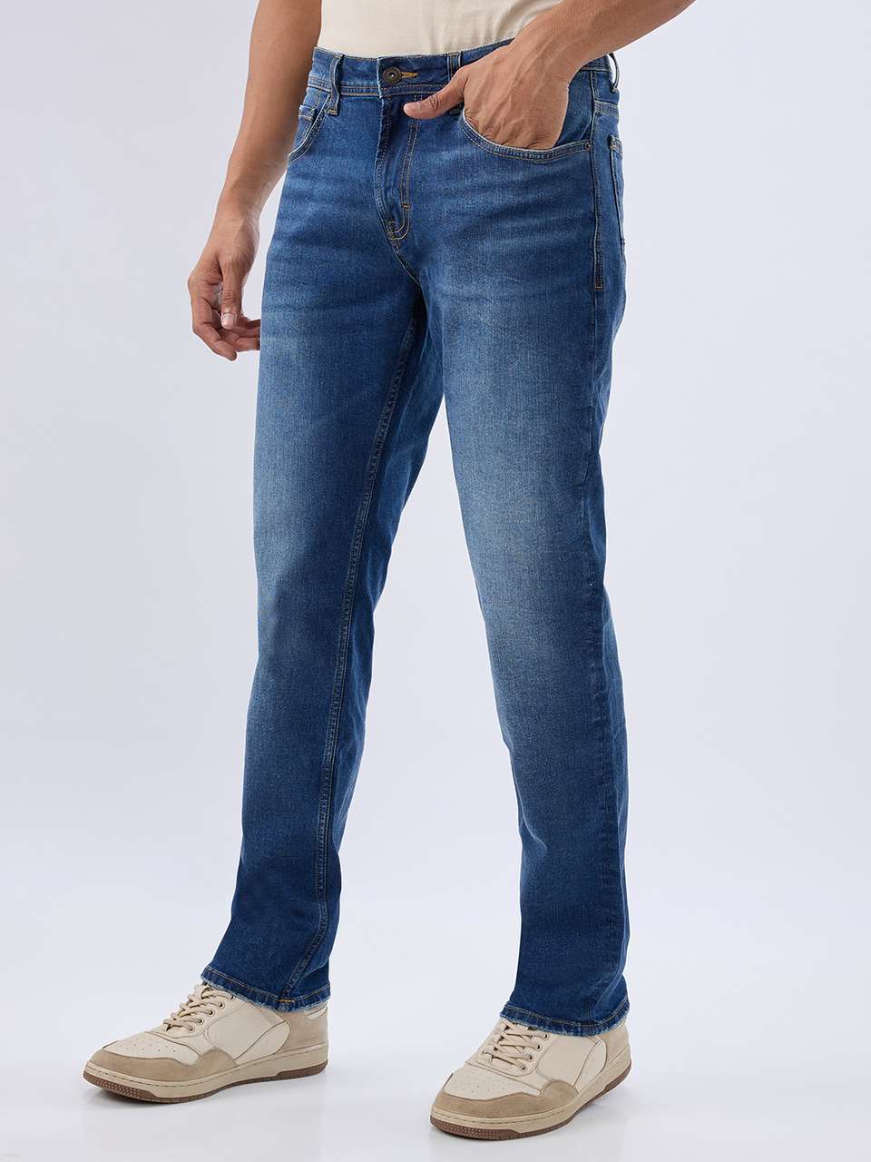Spykar Men Relaxed Fit Mid Rise Blue Jeans - Image 9
