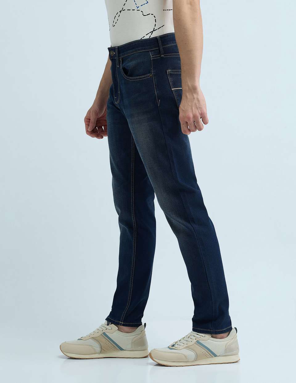 FLYING MACHINE Men Slim Mid Rise Dark Blue Jeans - Image 8